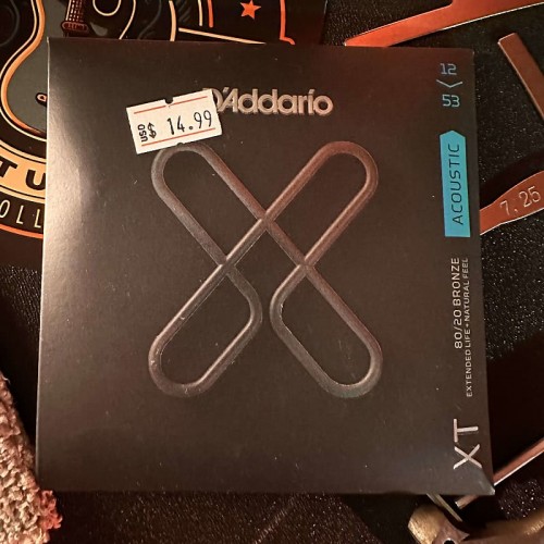 D'Addario XTABR1253 XT 80/20 Bronze Acoustic Guitar Strings - .12-.053 Light